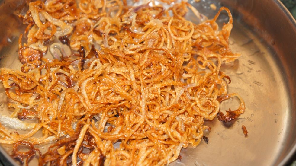 Deep fry the onions
