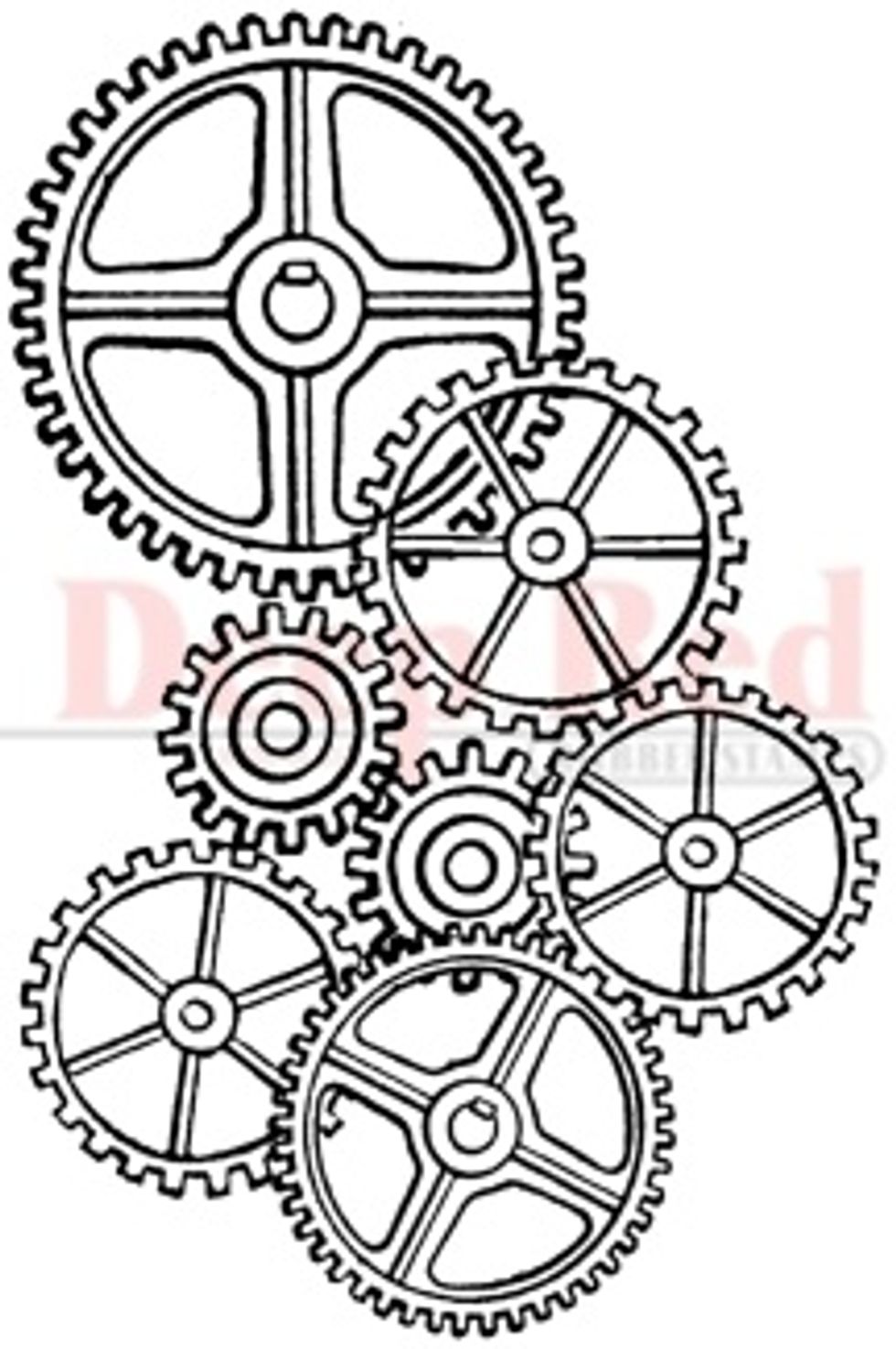 Deep Red Stamps - Gears Background
