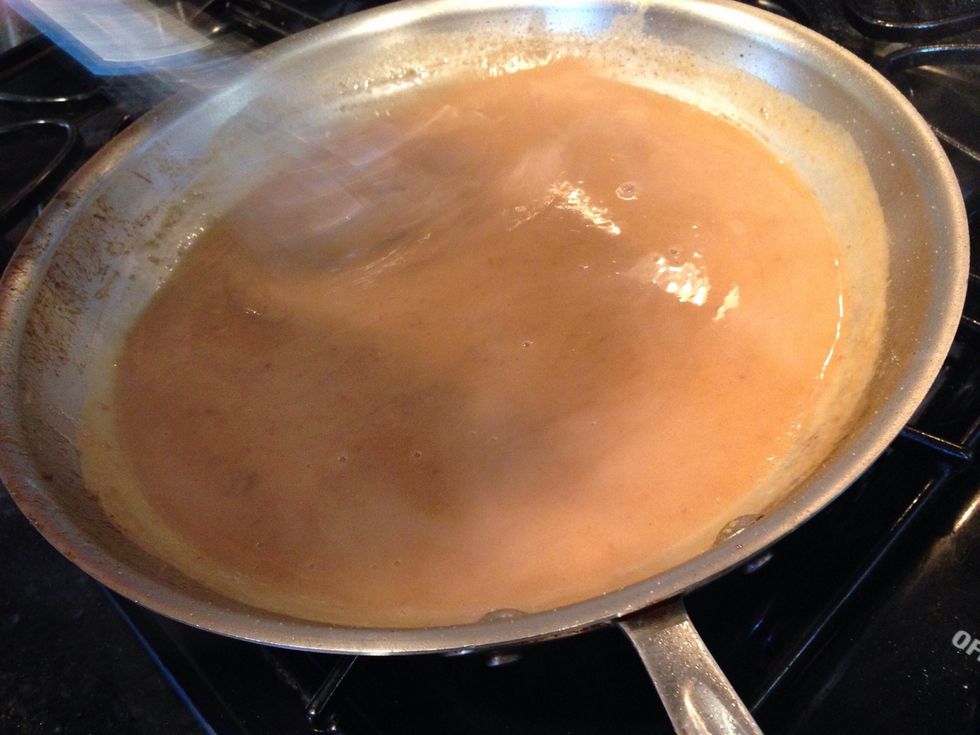 Deglazed pan with flour and beef stock.