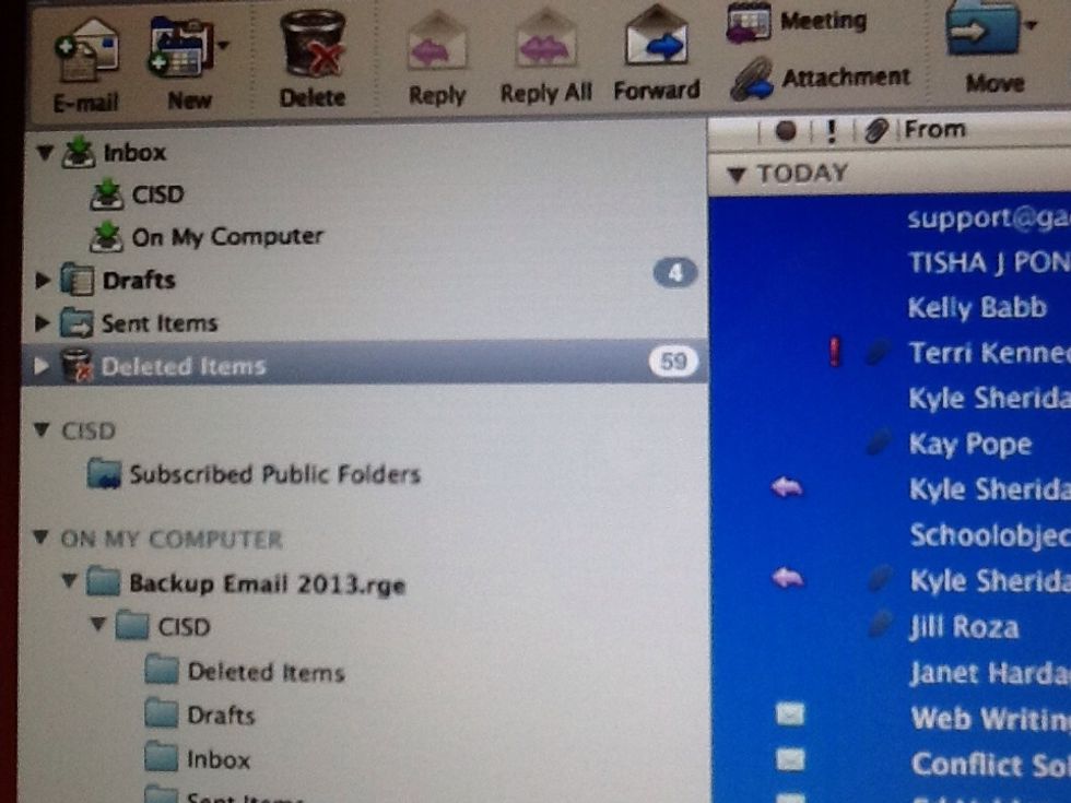 Delete ALL deleted emails from your "DELETED ITEMS" folder. (Select all = command + A)