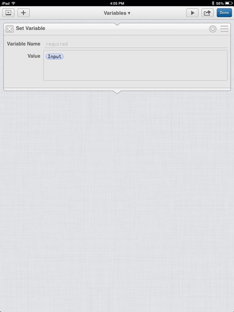 Delete the Input text for now.