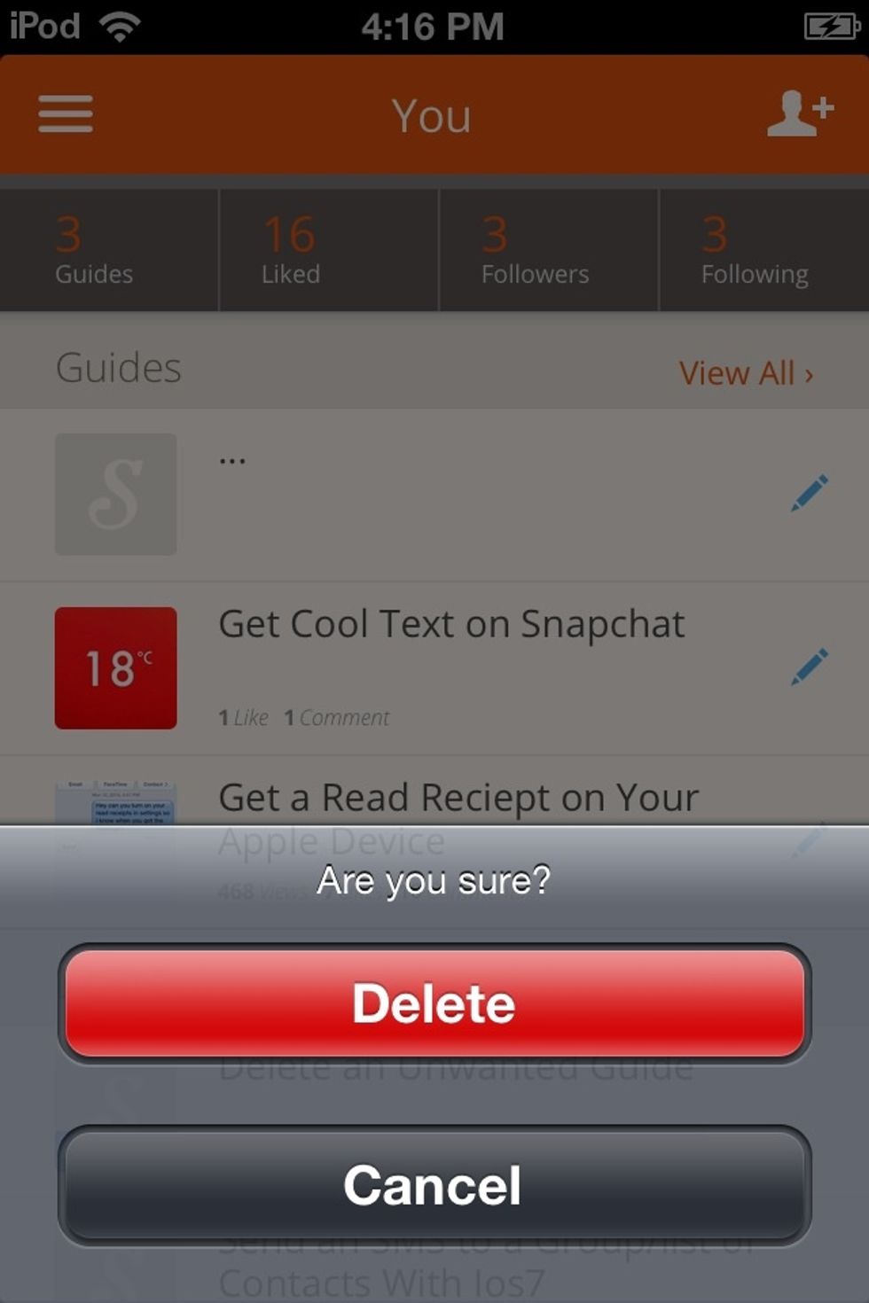 Depending on your settings, the verification message may or may not come up. If it does, hit "Delete" once again.