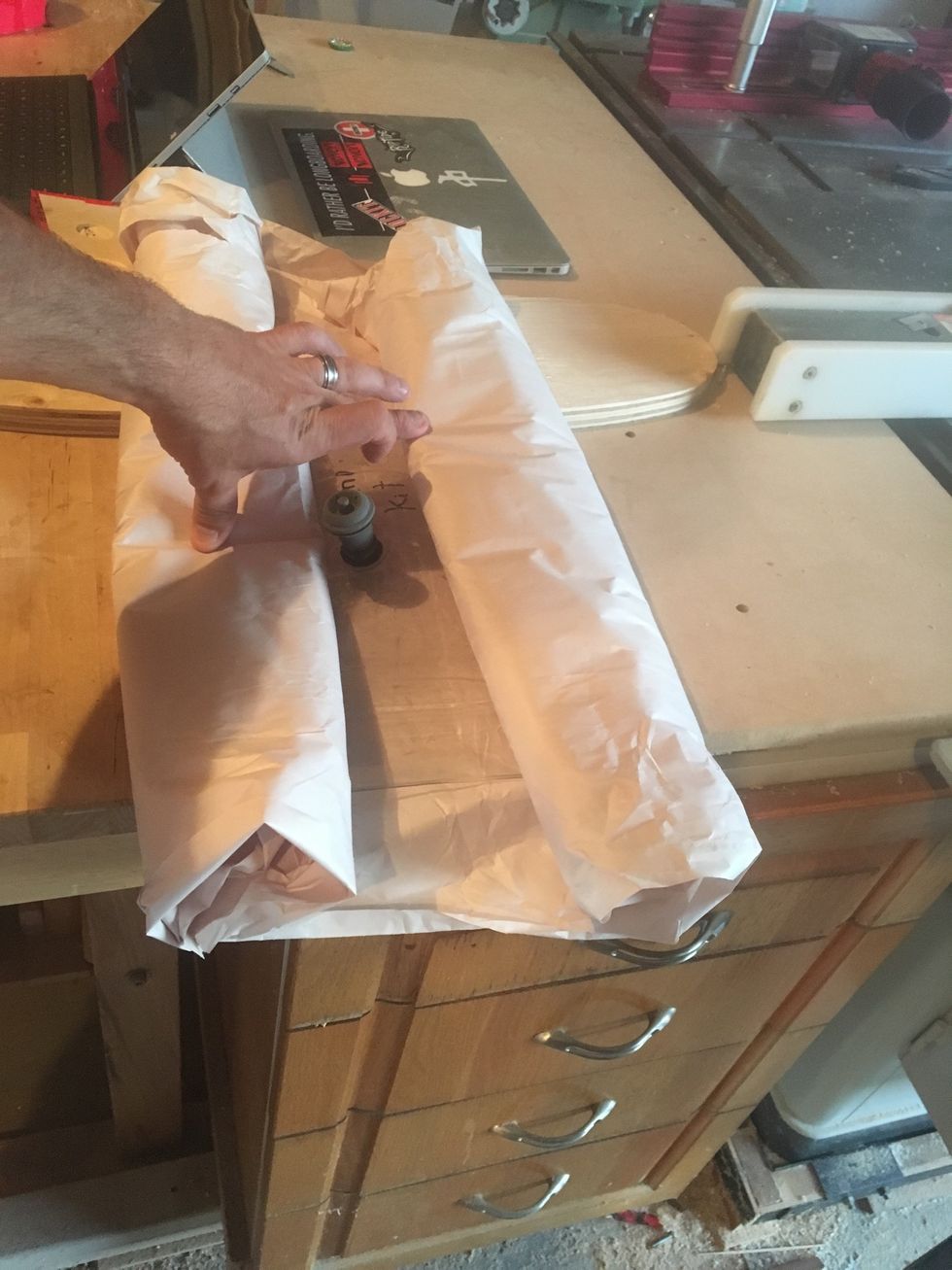 Depress valve to remove excess air.