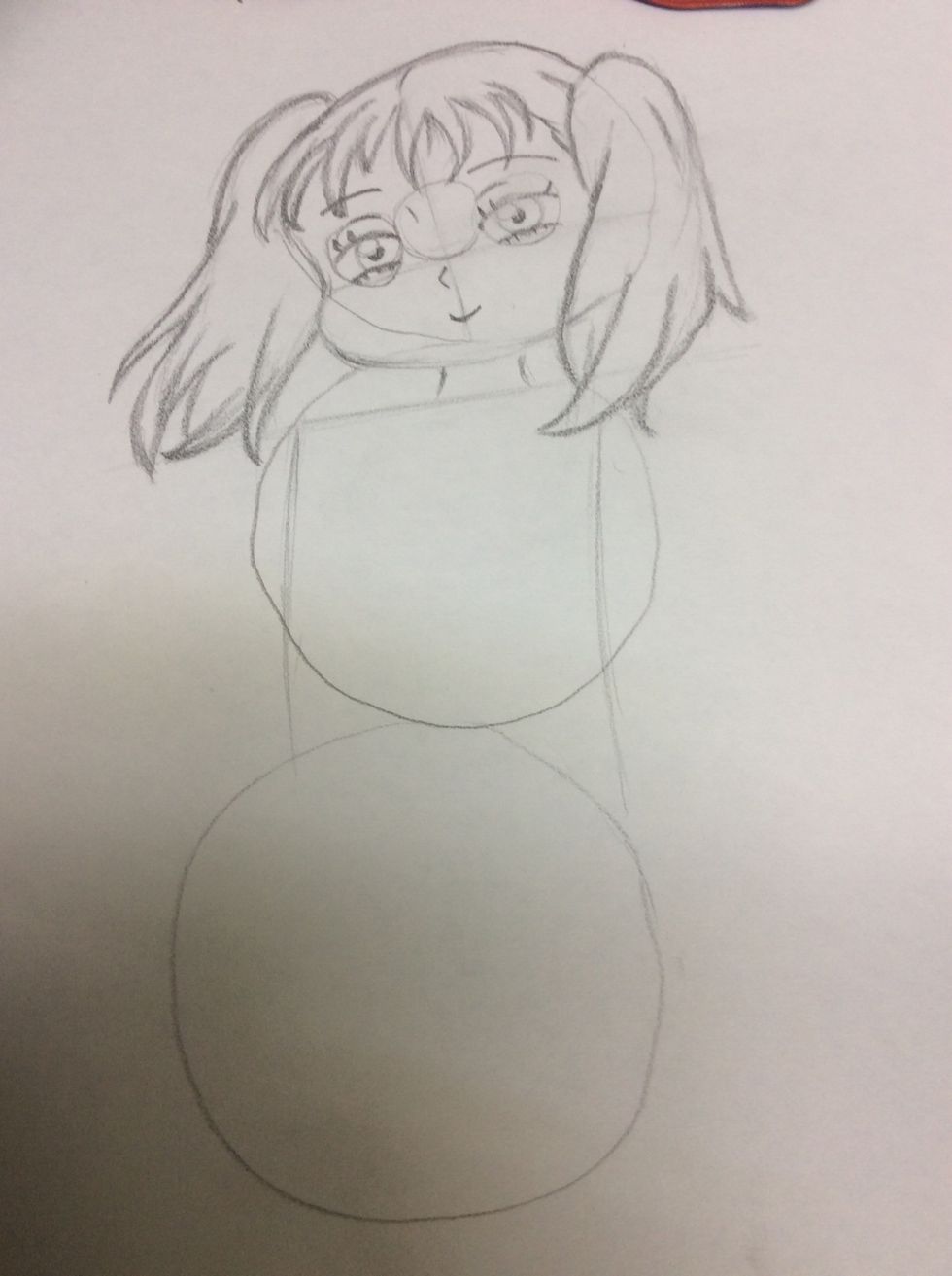 Desenhe um pesco\u00e7o e um quadrado dentro do 2o c\u00edrculo.