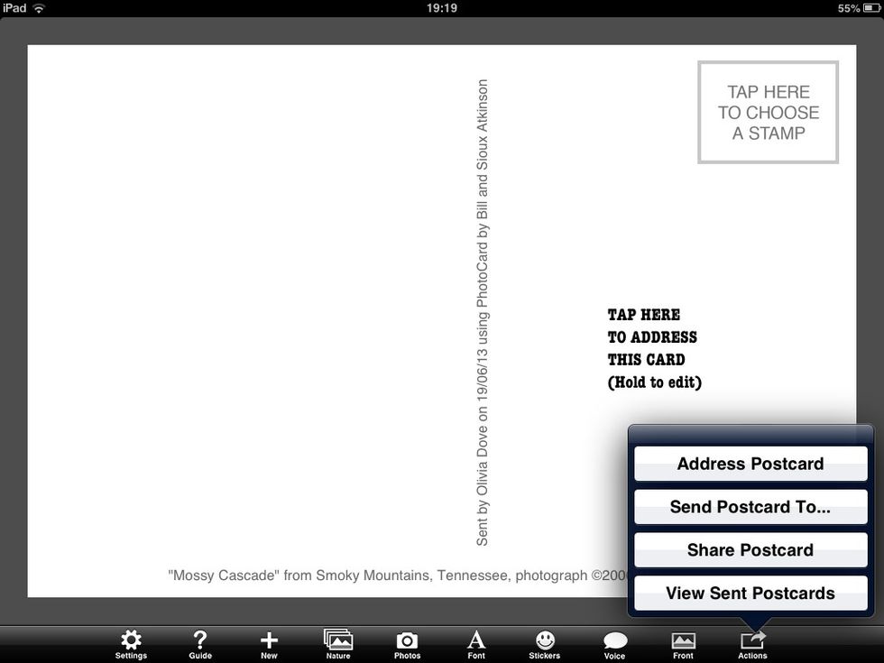 Despr\u00e9s d'acabar la targeta, cliqueu a "Actions" i podeu enviar o compartir la vostra targeta.