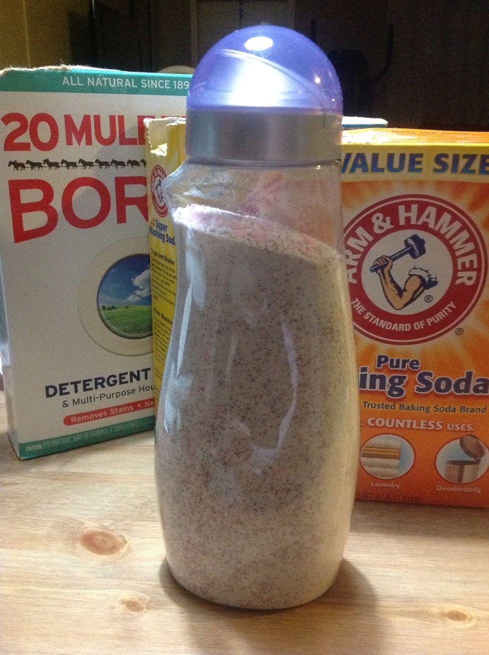 Detergent is complete! U can recycle the Purex bottle and use it as a refillable bottle 4 your detergent. The cap of the bottle measures a 1/4 cup which is what's needed 4 each load.\ud83d\ude09Happy Savings!