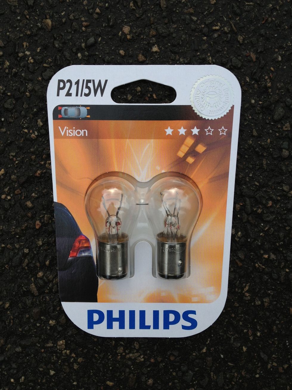 Determine what bulb you need to replace. For the rear brake light its the P21 5W. Back light - P21W Third brake light - W5W Turn indicator - P21W Fog light - P21W License plate light - W5W