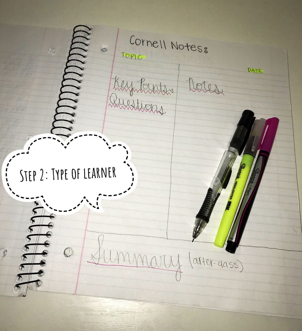 Determine whether you are a visual, auditory, or tactile learner and find the type of note-taking style best for you.