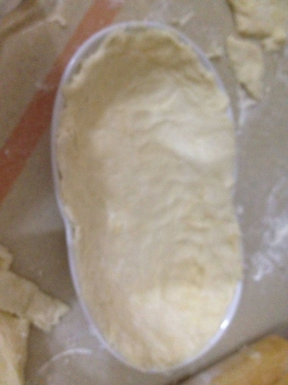 devide the dough into two halfs then roll out each half One half is for bottom crust