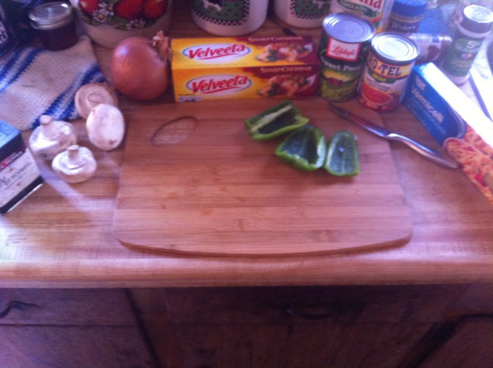 Dice 1 Large or 2 small green bell peppers set aside