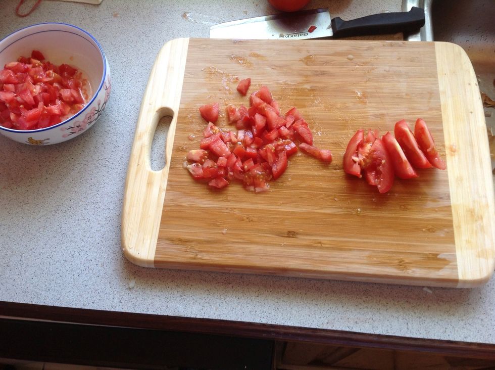 Dice 2/3 of the tomatoes and just cut the rest