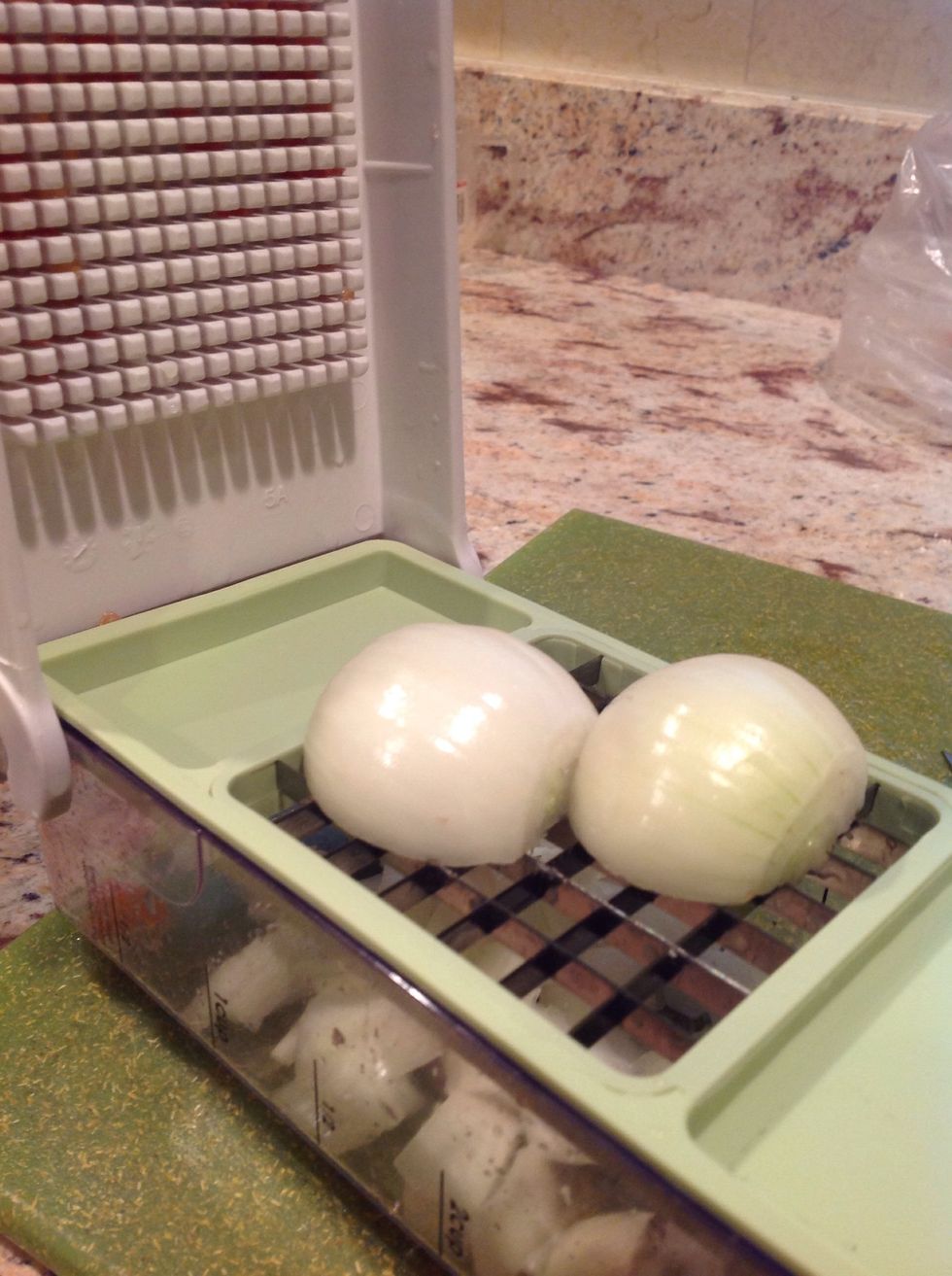 Dice a couple of small onions.