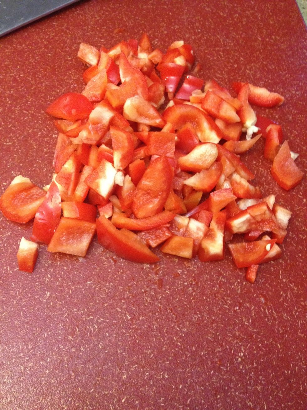 Dice bell pepper and set aside