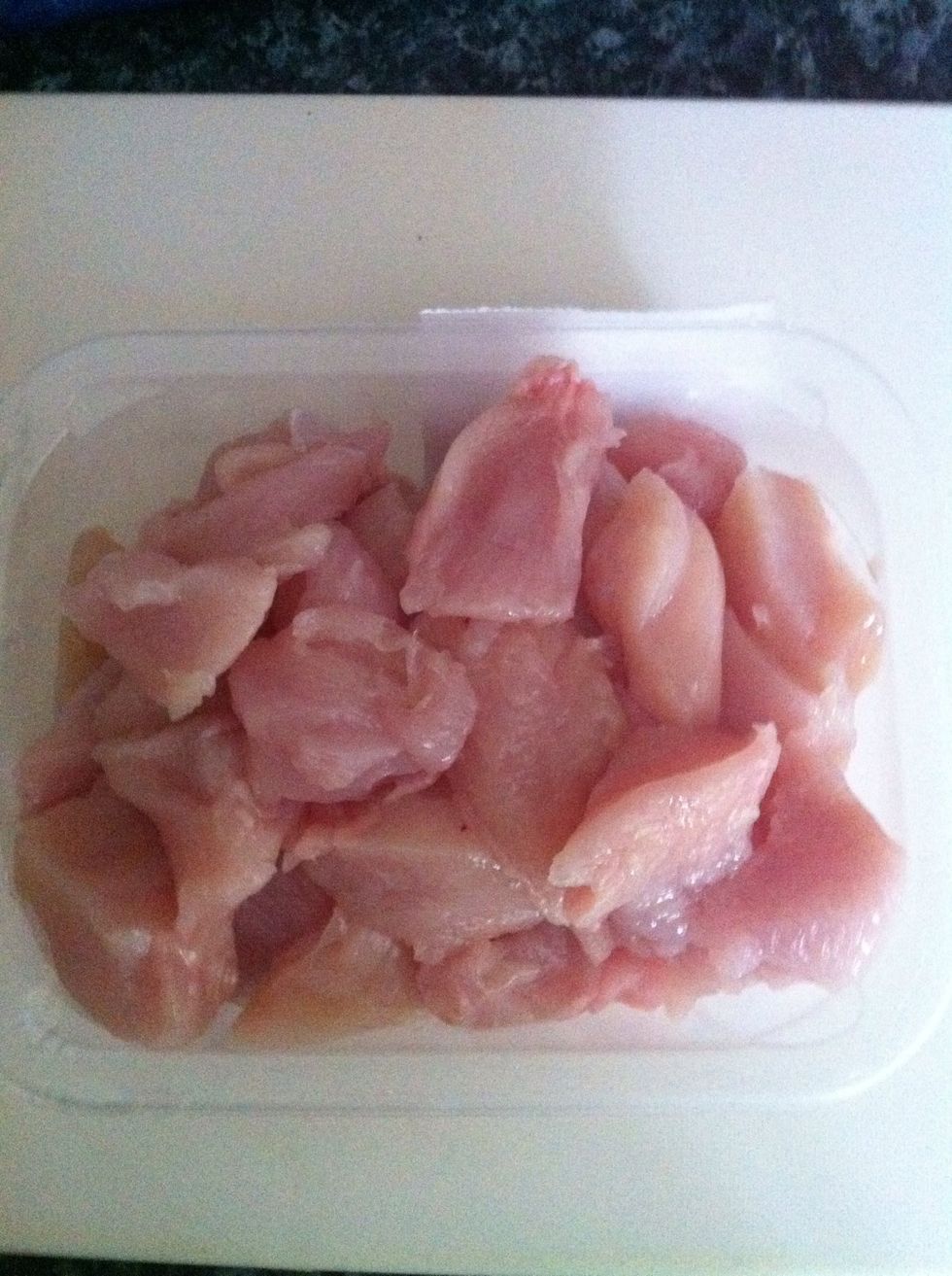 Dice chicken breasts