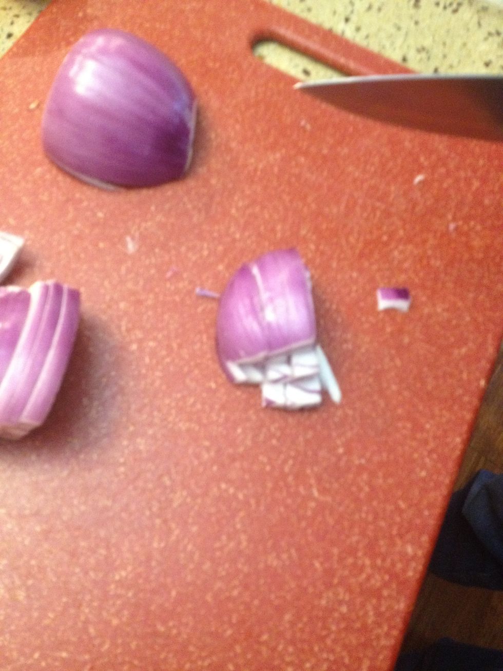 Dice full onion (I know, crappy pic of diced onions!) set aside