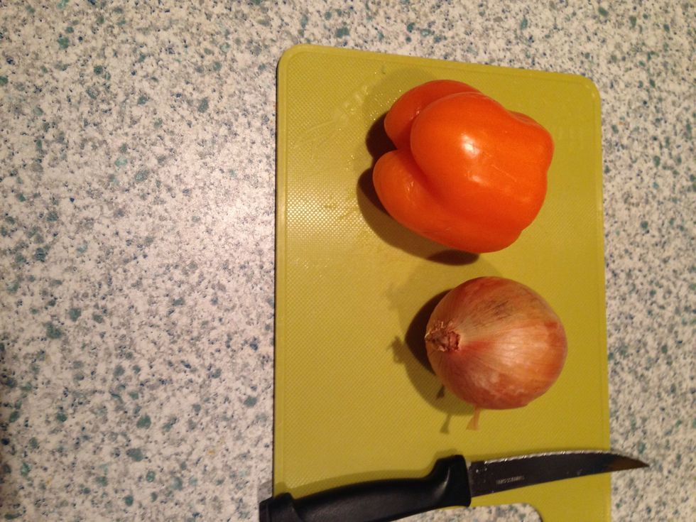 Dice onion and pepper.