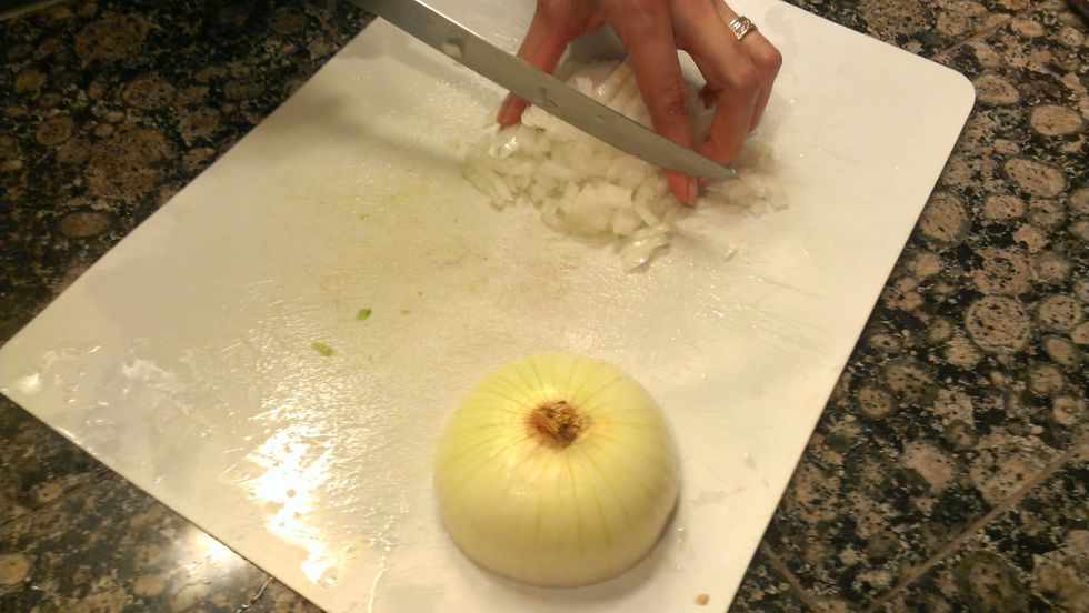 Dice onions and cilantro (not shown).