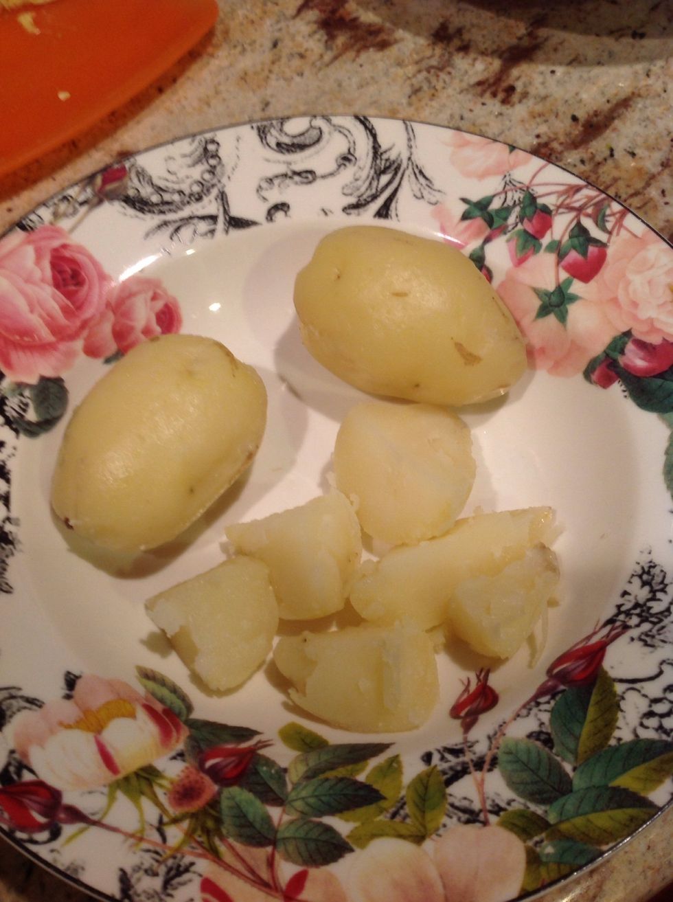 Dice the cooked potatoes.
