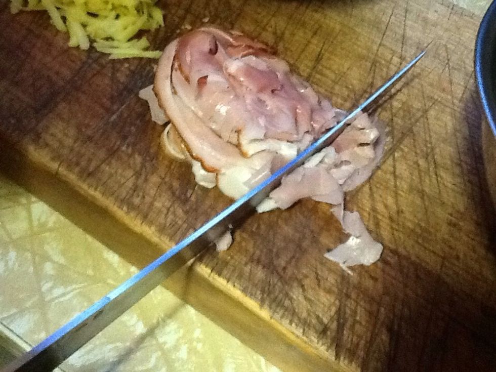 Dice the ham.