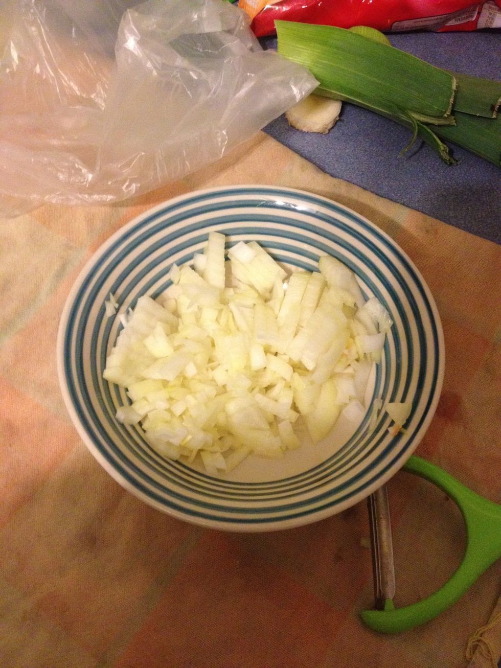 Dice the onion and garlic