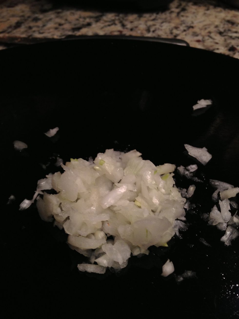 Dice the onion into small flakes and add into the bowl.