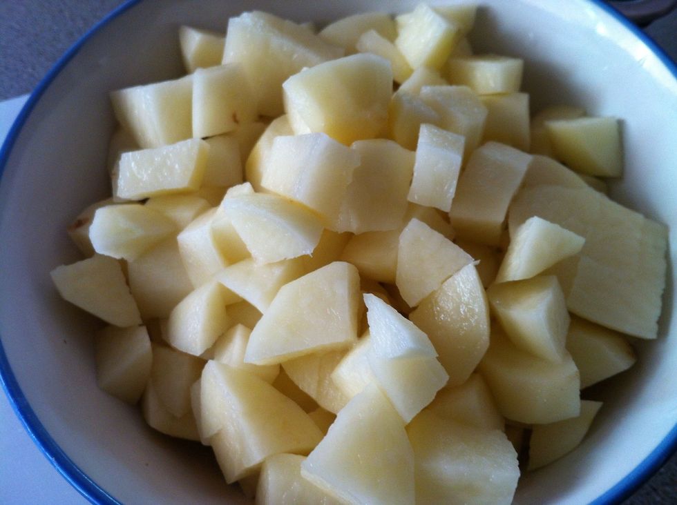 Dice the potatoes to 1 inch cubes