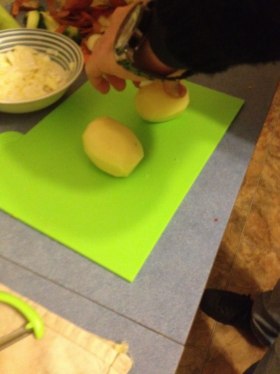 Dice the potatoes. Very very very small. You can add more if you want. This is all I had.