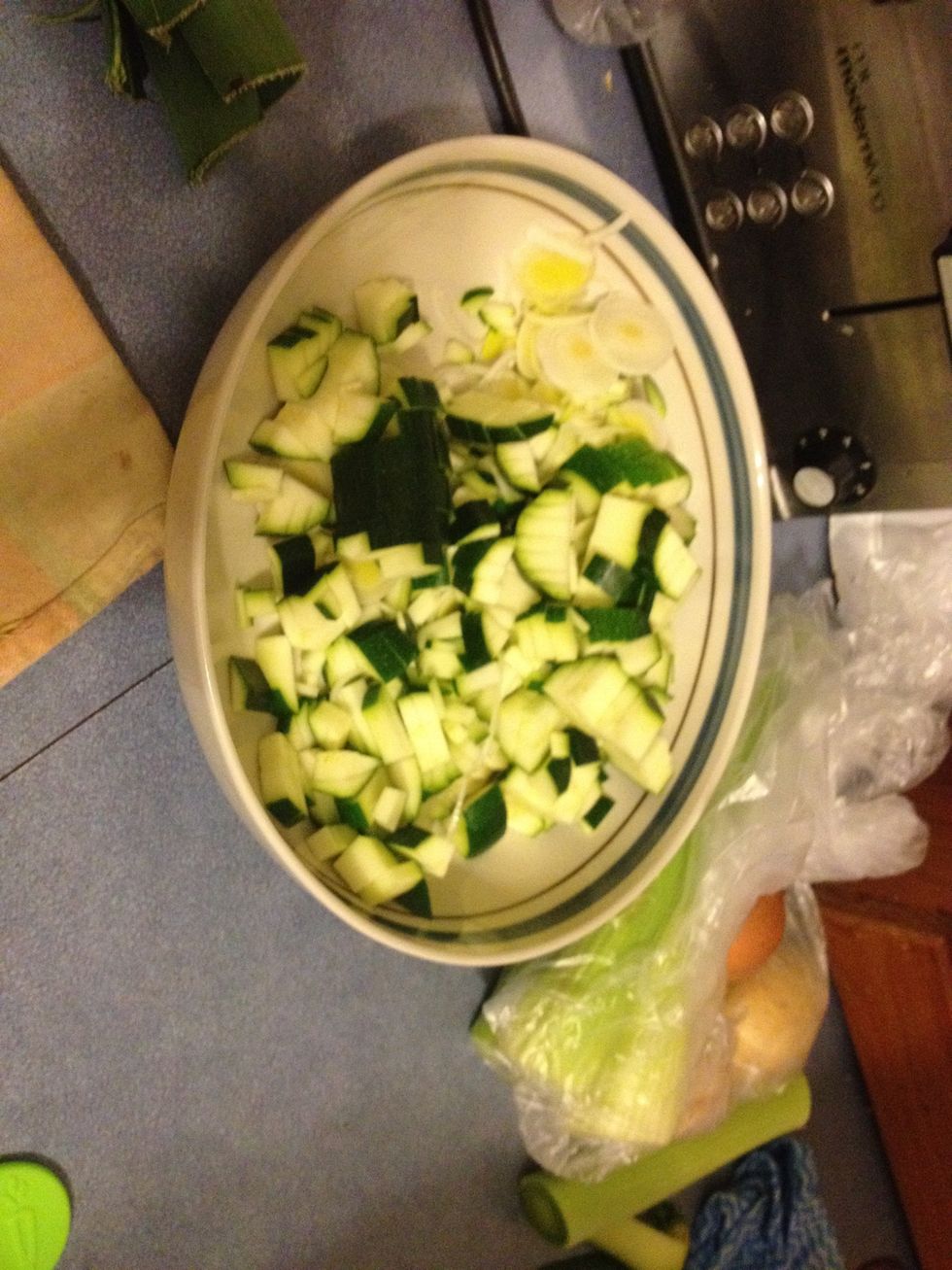 Dice the zucchini and celery