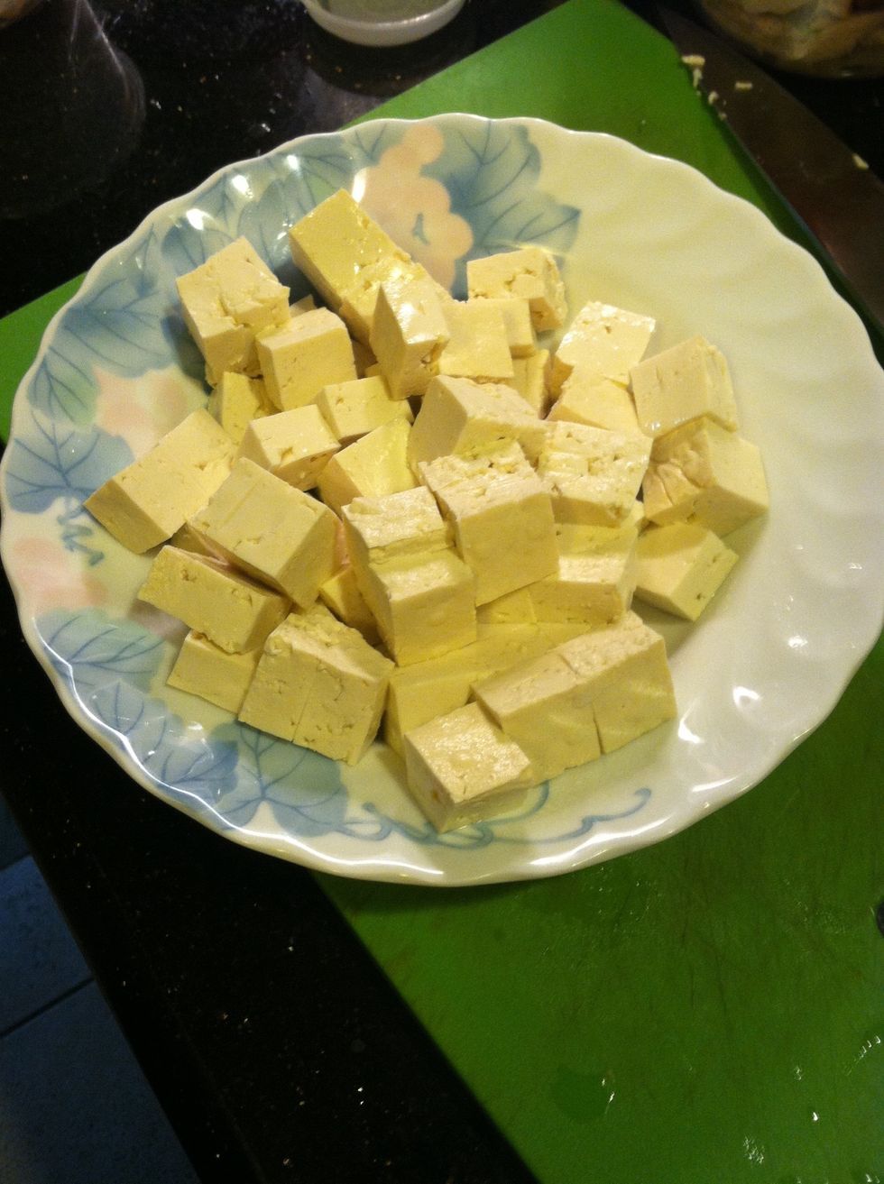 Dice Tofu into 1/2 in. Cubes