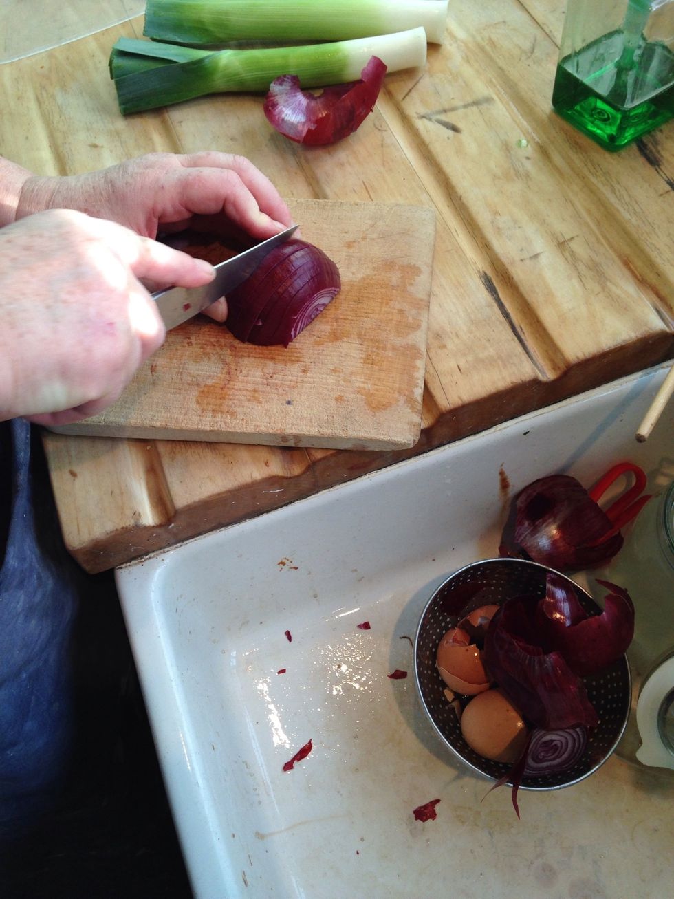 Dice up and onion and a clove of garlic