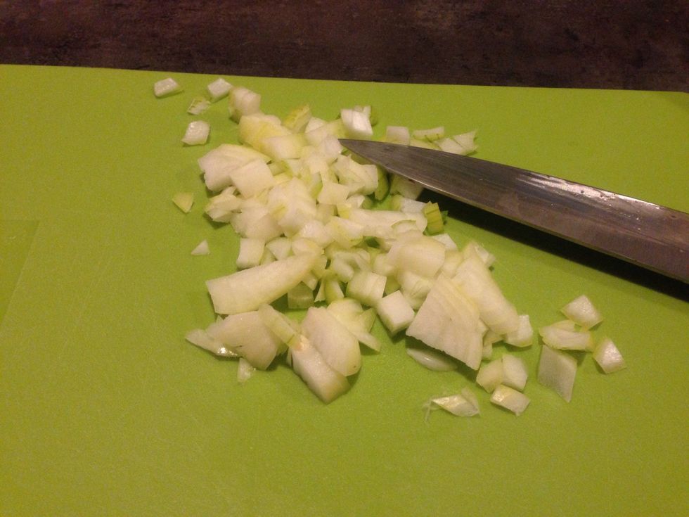 Dice up the onion and add it to the beef.