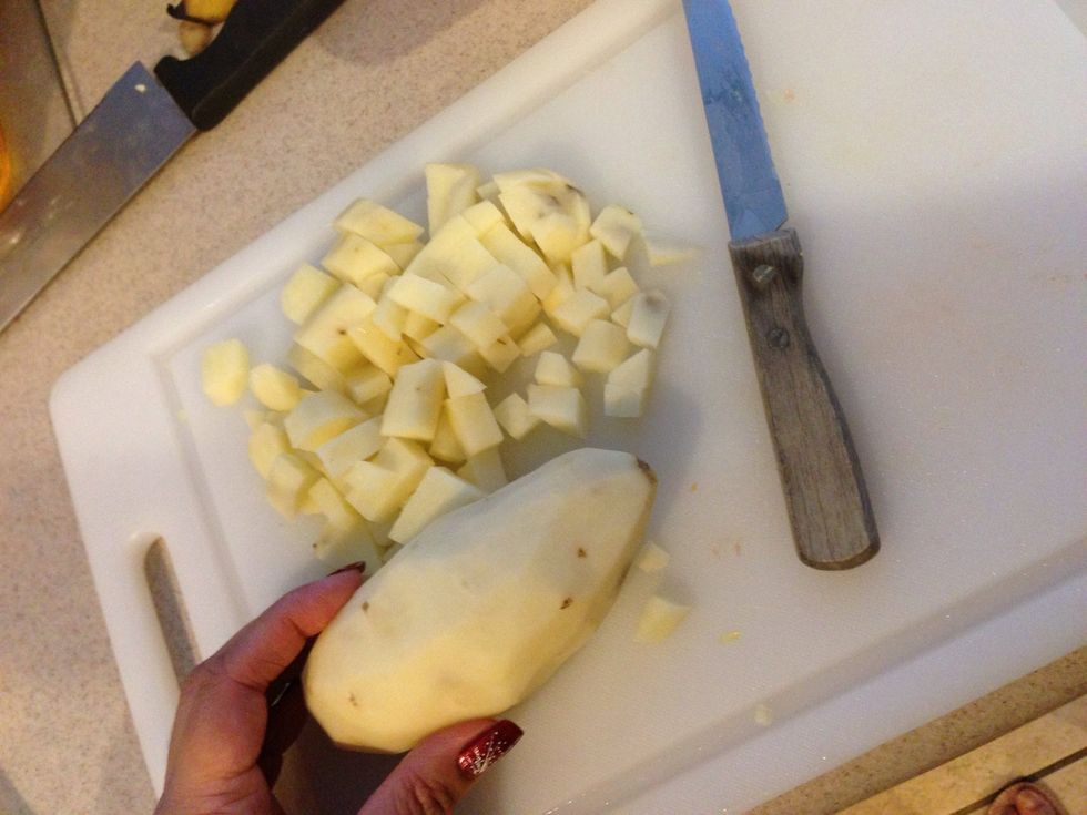 Dice up your potatoes into small bite size pieces...