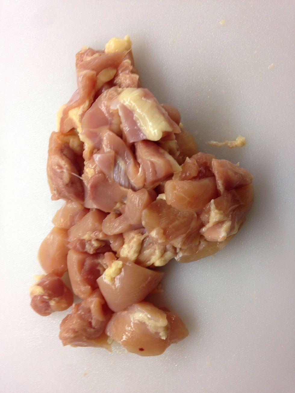 Dice your chicken to the size you like.