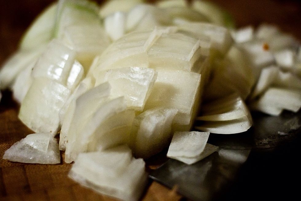 Dice your onion. It's ok to cry, real men and women do.