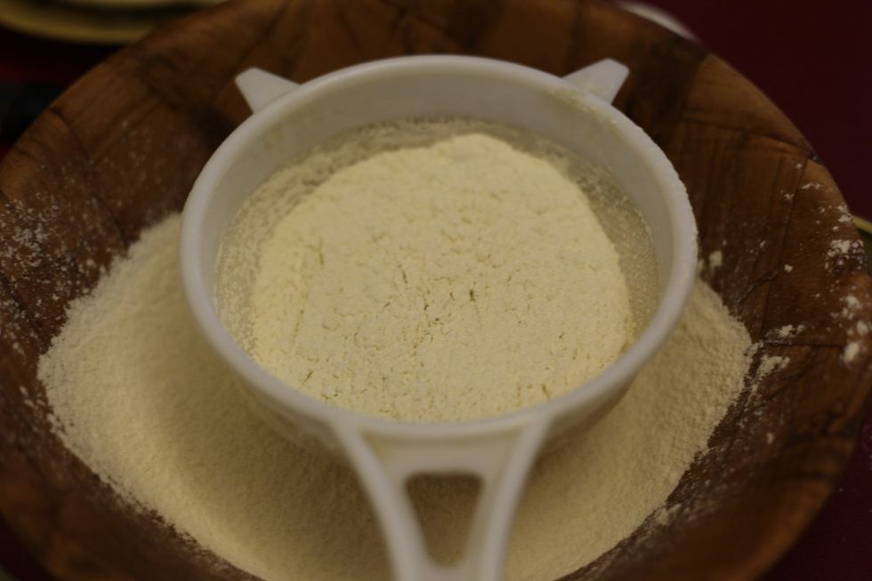 Did you wash your hands??? Get ready to play dough!! Sift the flour into your mixing bowl