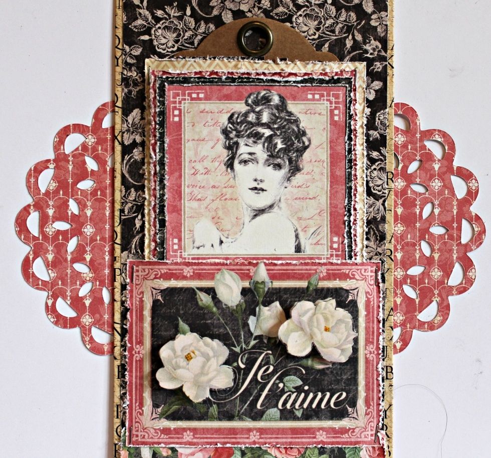 Die cut a doily from pattern paper; cut in half. Adhere each half to second prepared envelop.