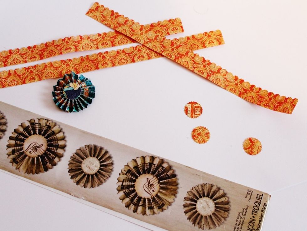 Die Cut and form accordion mini rosettes.