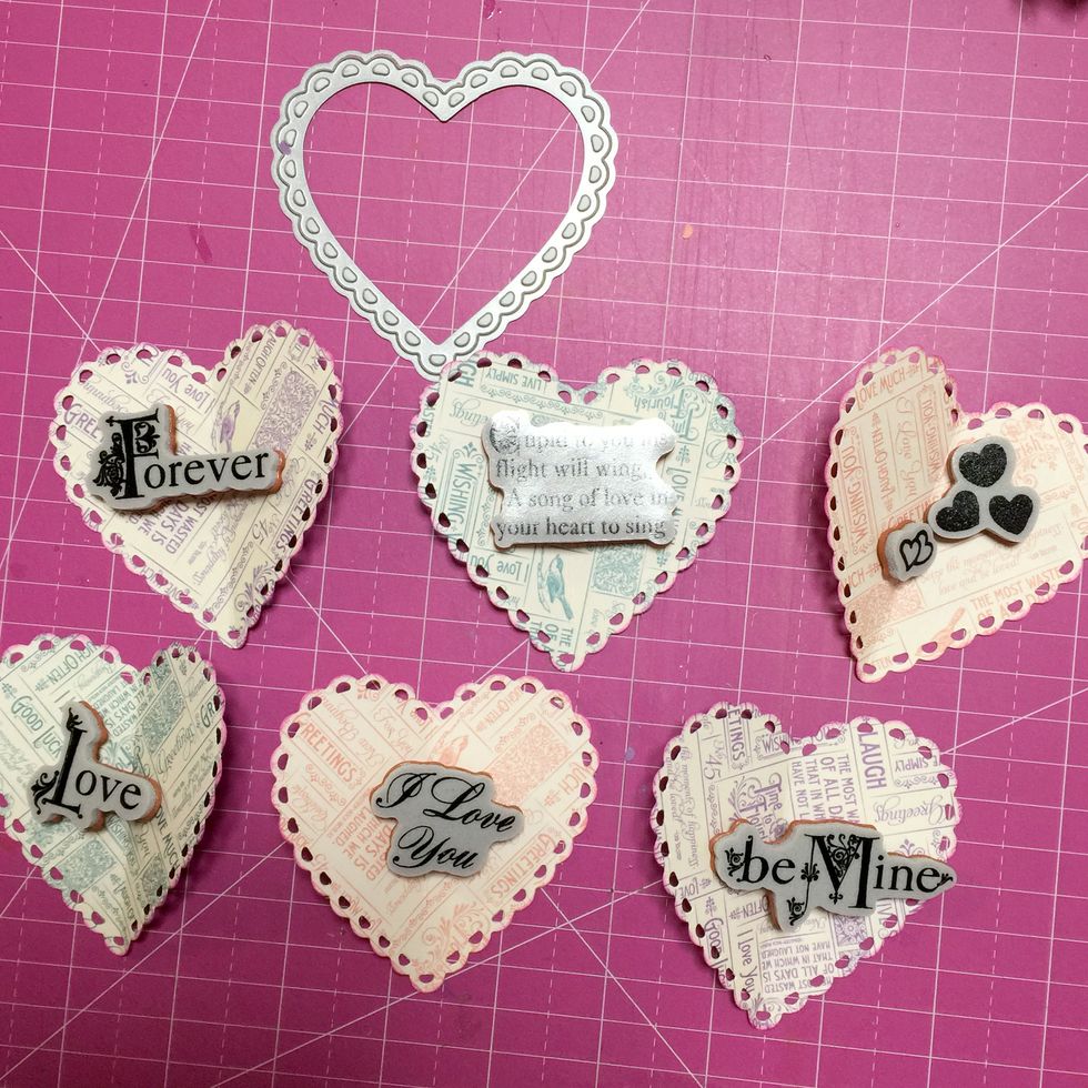 Die cut and stamp with Perfect medium (use Black Paper)