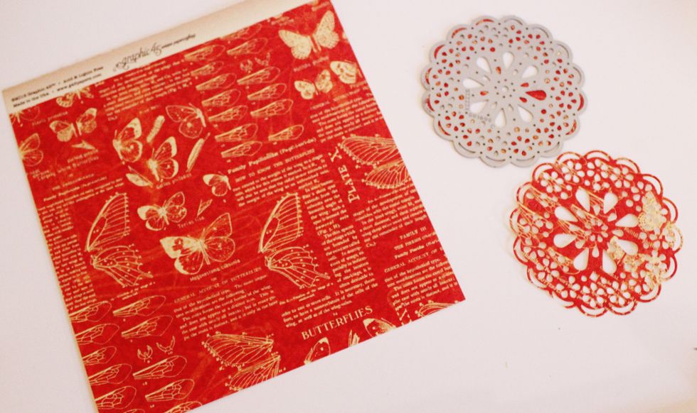 Die cut doilies from pattern paper.