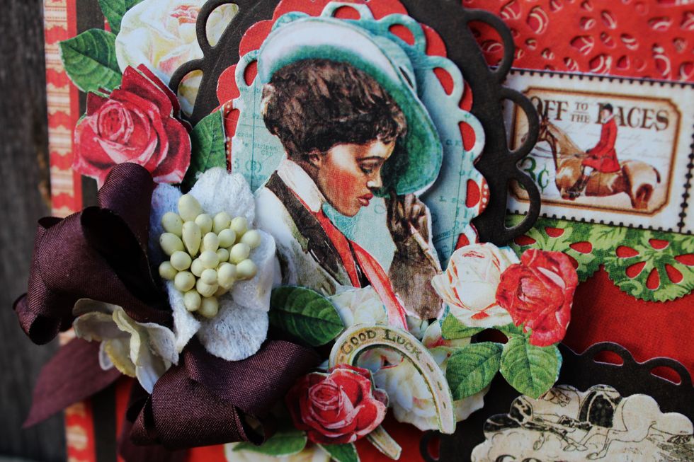 Die cut images from journal block. Add to front of card with 3 Foam Squares.