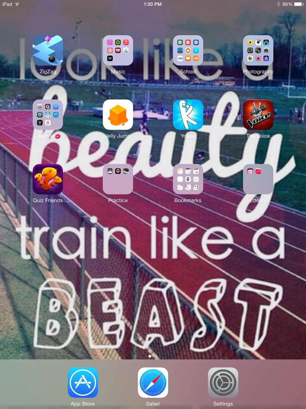 Different background as well. This one says " look like a beauty; train like a beast" I'm on varsity track so I love this a lot. I don't have a lot of games because them it's distracting