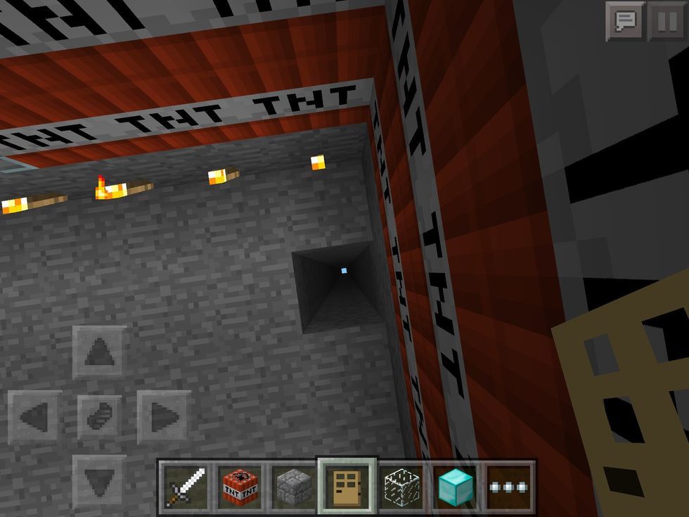 Dig a hole inside the house all the way to the "other side".