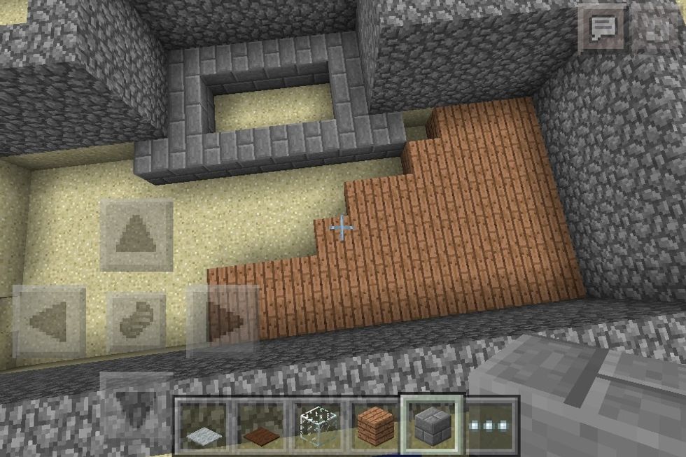 Dig out a layer inside your house. Make this pattern with stone bricks and start to fill in the floor with whatever planks you want.