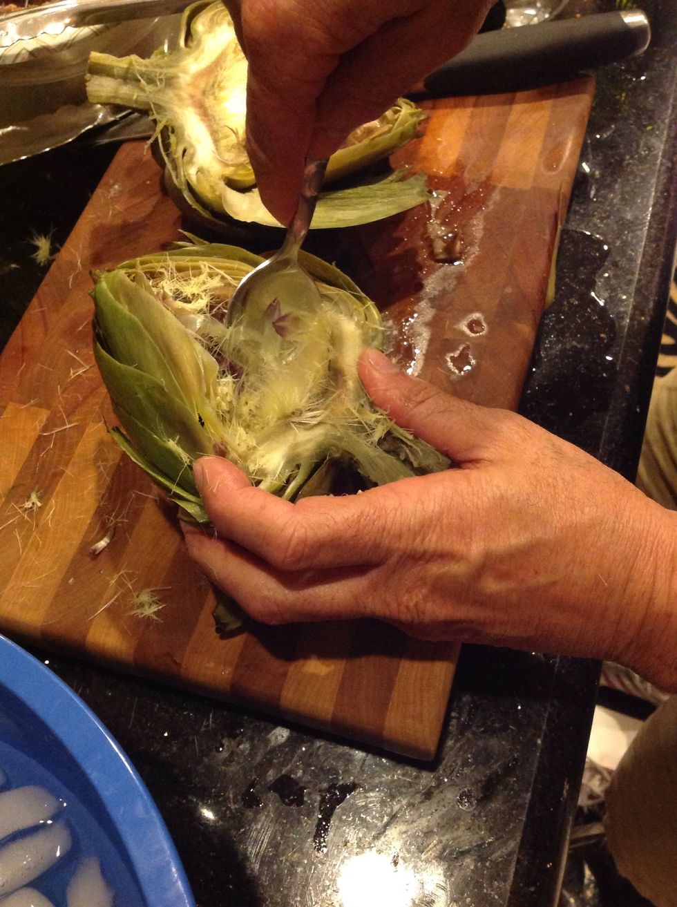 Dig out all the hairs with a spoon.