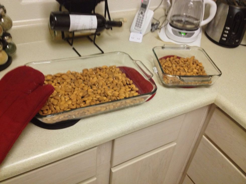 Ding! Almonds are done. Take them out and let them cool down. I give them about an hour.