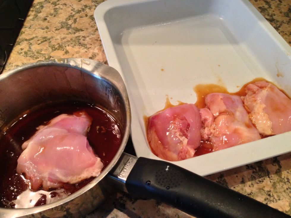 Dip chicken into the mixture and place it into a casserole dish
