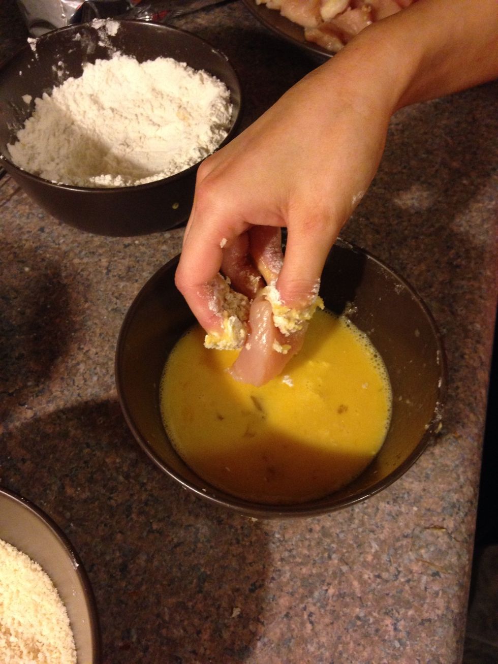Dip each piece into egg wash