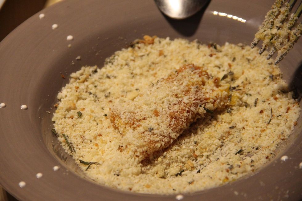 Dip in breadcrumbs...do this step twice