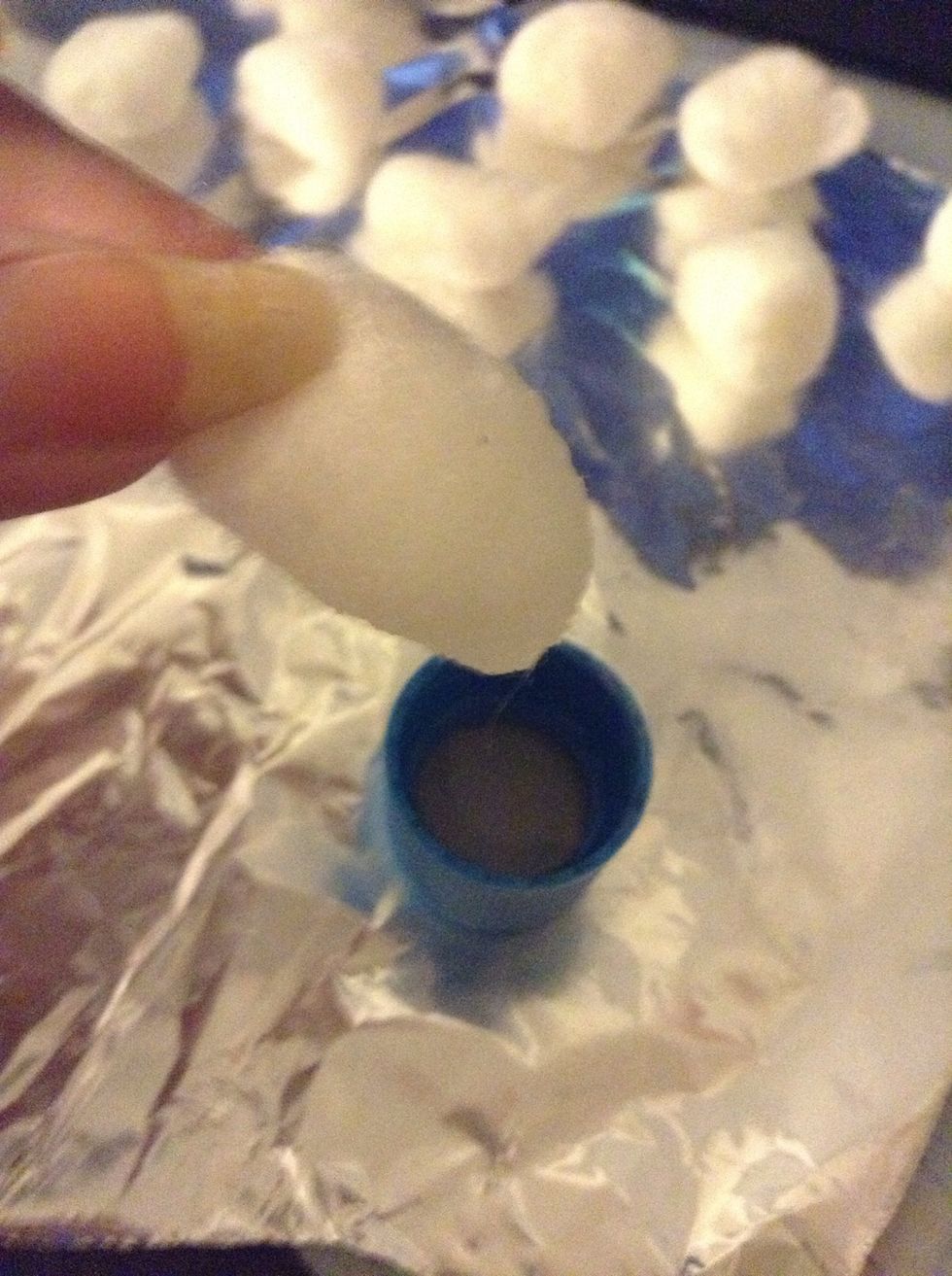 Dip or cover your cotton ball into acetone. Try not to make it all drippy. And you can use acetone free polish remover, acetone works faster.