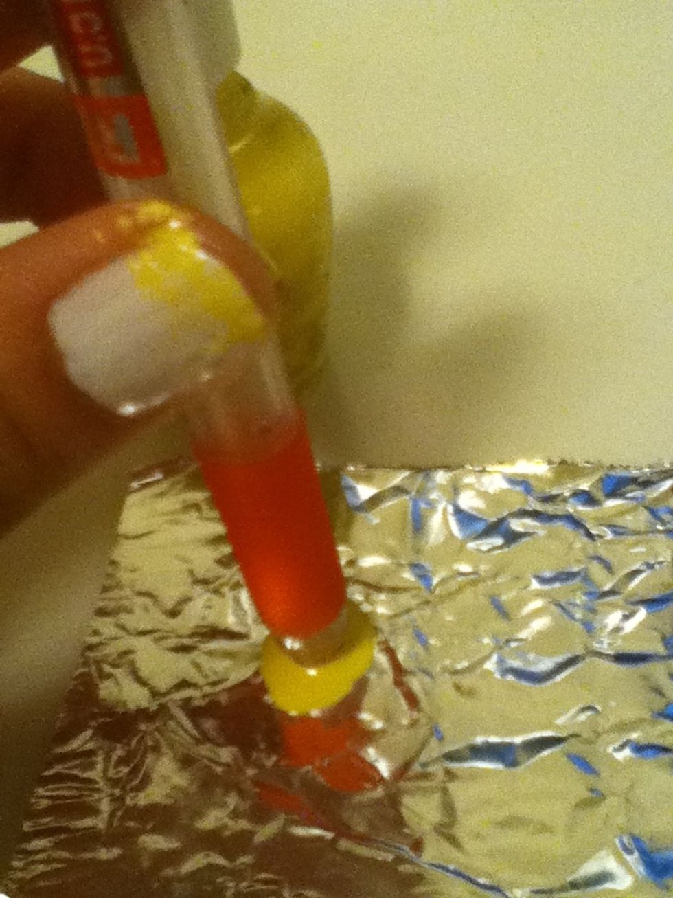 Dip straw in the nail polish